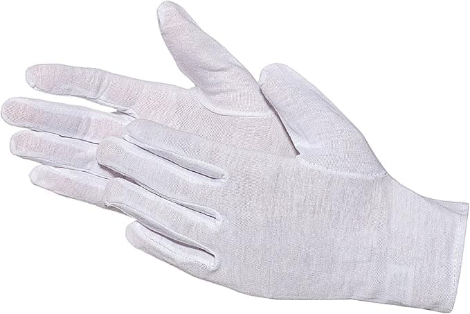 Guantes de algodón para manipular monedas sin huellas