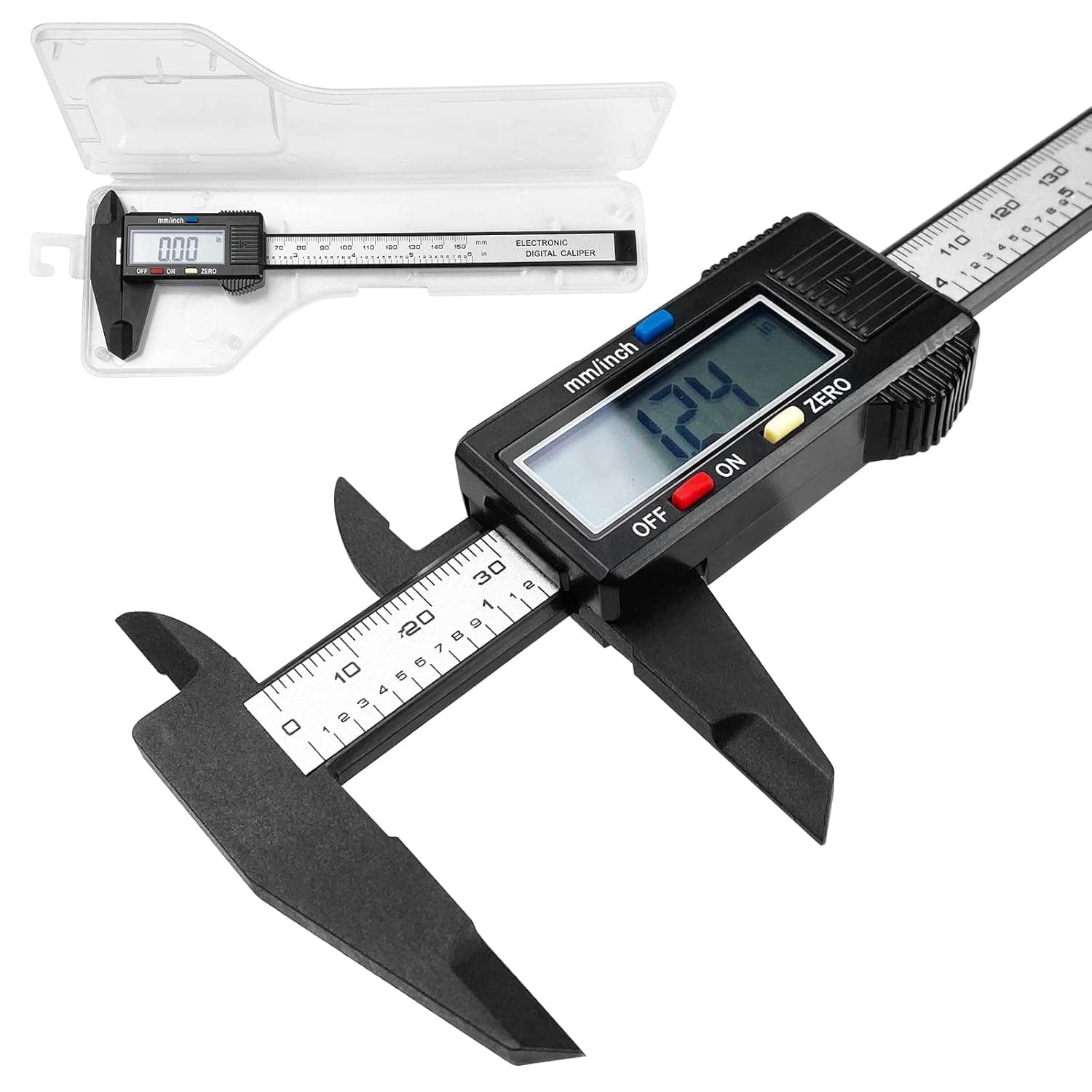Calibre digital para medir diámetro y grosor de monedas