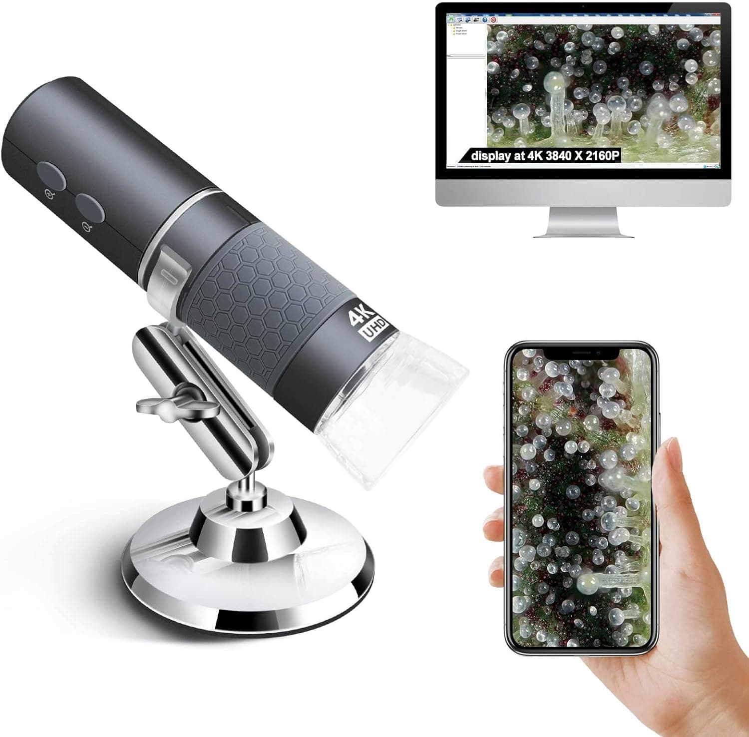 Microscopio digital para inspeccionar detalles de monedas