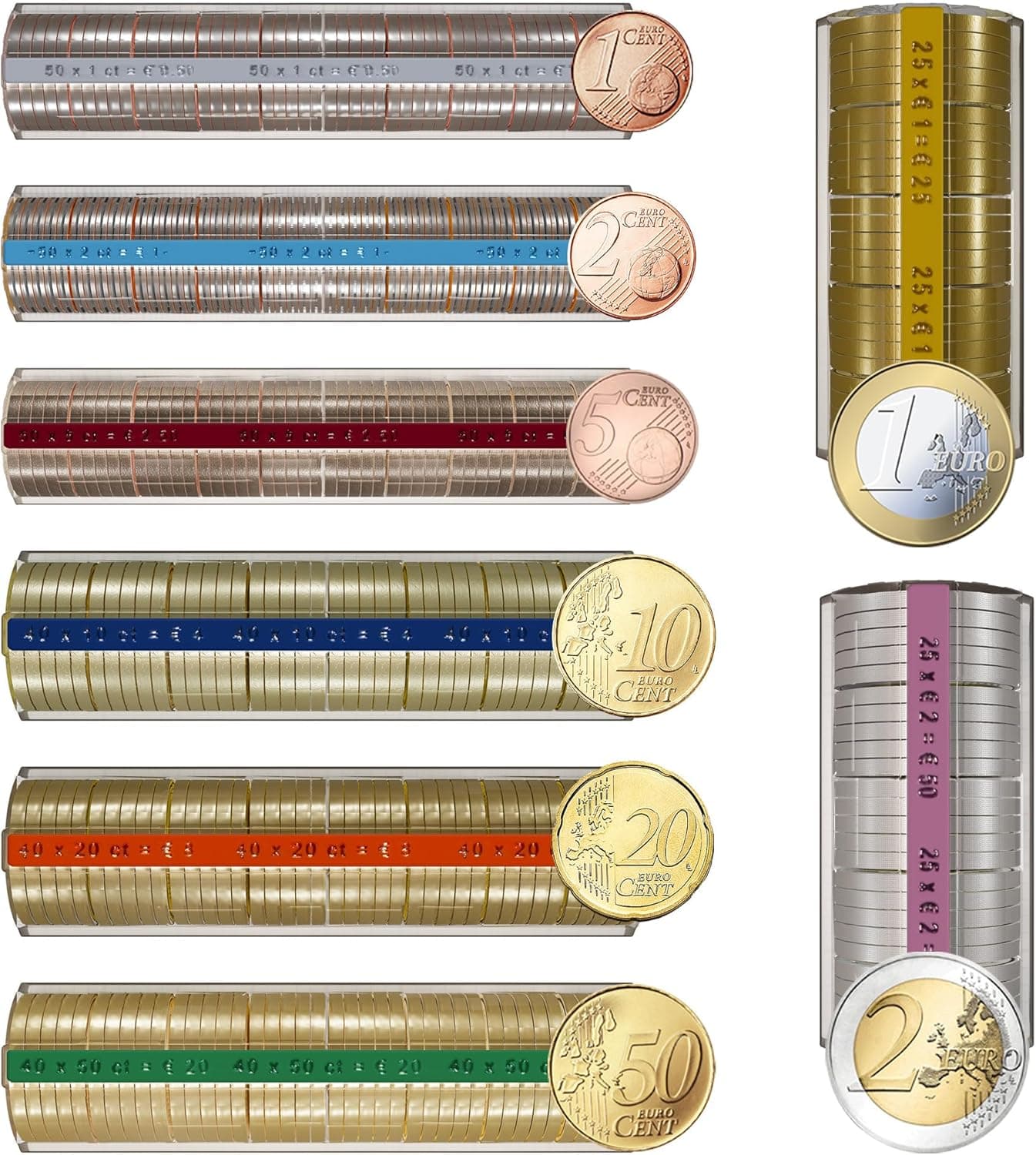 Tubos de plástico para almacenar monedas